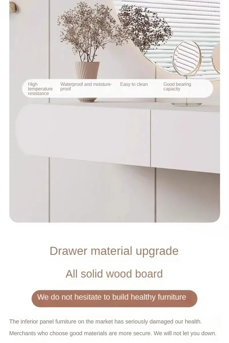 Cream suspended dressing table modern minimalist bedroom dressing table wall mounted dressing table mirror combination u q