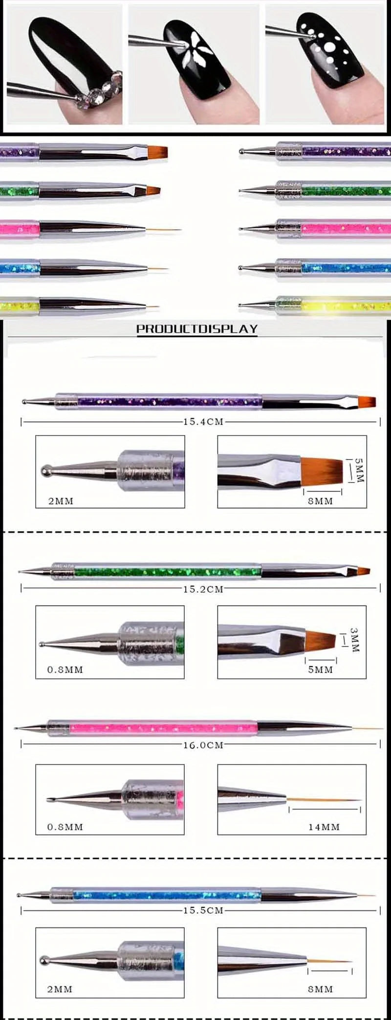 Nails Art Dotting Pen Nails Brushes for Nails Art Accessories Tools Kits Nail Supplies for Professionals Manicure Set