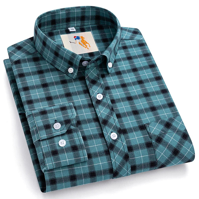 8XL Classic Plaid Men's Flannel Shirts Men Long Sleeve Casual Men's Flannel Shirts Men Long Sleeve Casual Big Size Single Pocket