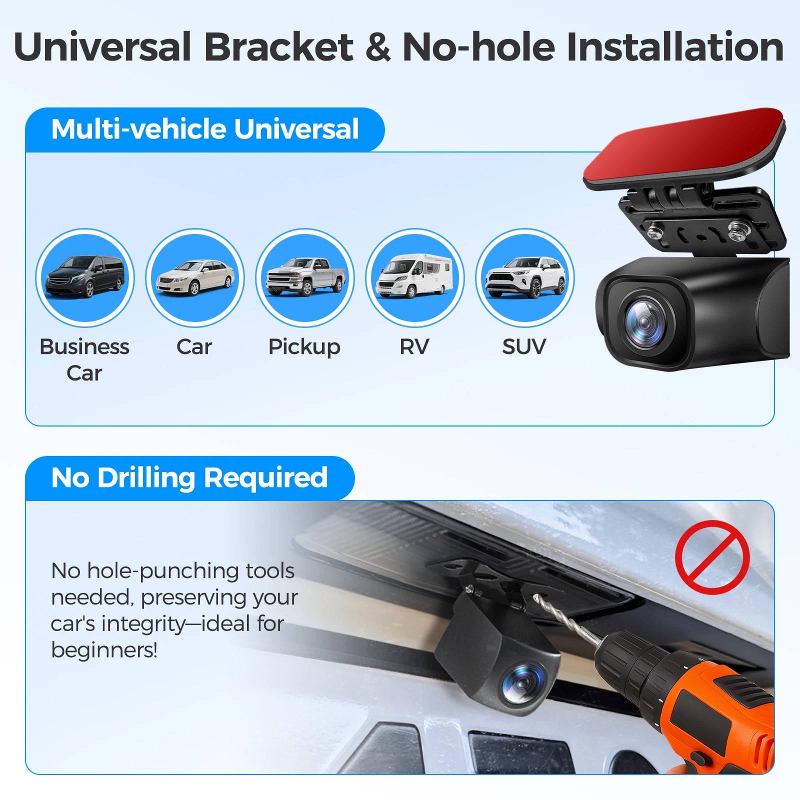 Rear Camera Holder Rear Window Bracket for Most Rear Camera Dash Cam AZDOME M550 Max/M550/M01 Max/PG17 Rear Cam for REDTIGER