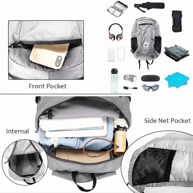 Outdoor Lightweight Travel Bag 20L Large Capacity Foldable Waterproof Backpack for Men and Women Hiking Daily Bag