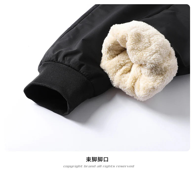 Plus Size 7XL 8XL Men's Winter Pant Fleece Velvet Plush Trouser Male Thermal Thick Warm Windproof Casual Joggers Waterproof Pant