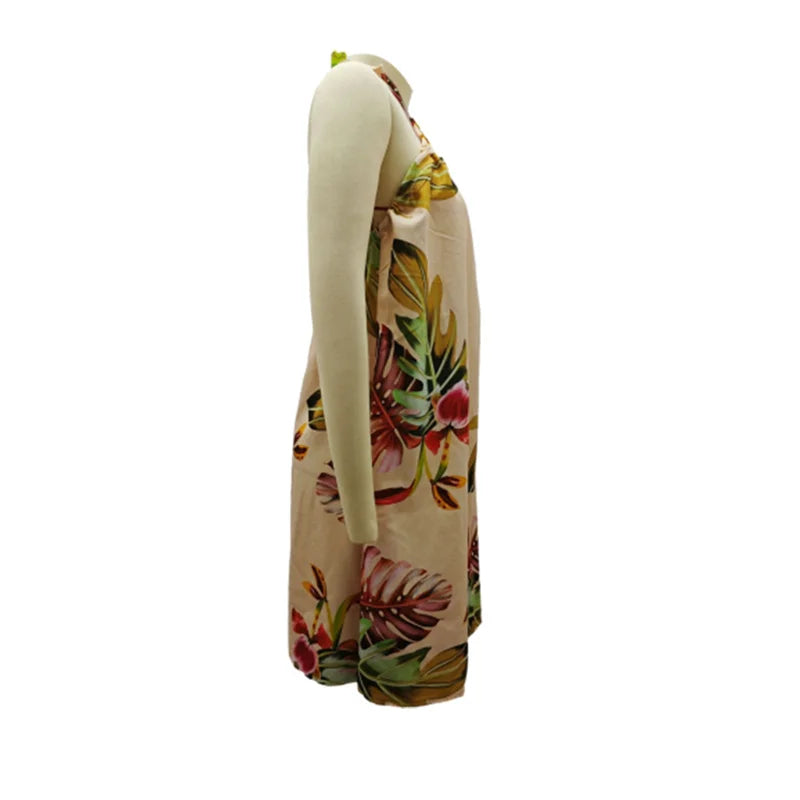 2024 Summer Off The Shoulder Hanging Neck Lace-up Dresses Women Elegant Print Backless Sleeveless Dress Female Casual Short Gown