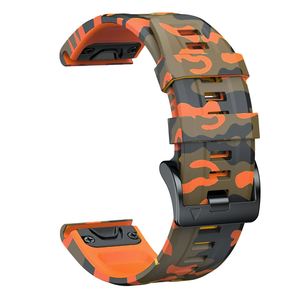 Sports Silicone Camouflage Strap For Garmin Fenix 7 7X Pro Solar Band Epix Pro (Gen 2) 47/51mm 6X Pro Bracelet 22/26mm Watchband
