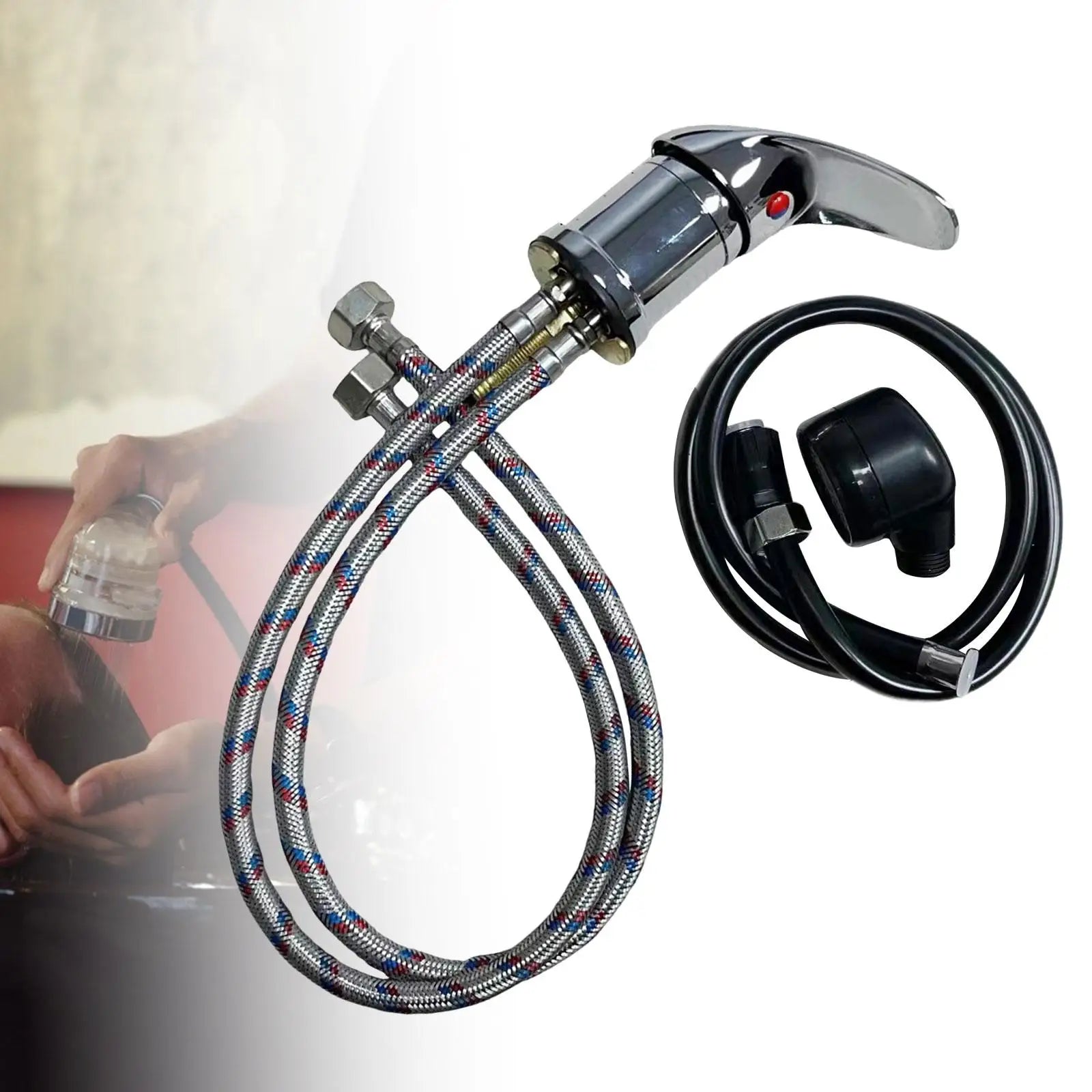 Shampoo Bowl Faucet and Sprayer Set Easy Installation for Rinse Basin Home