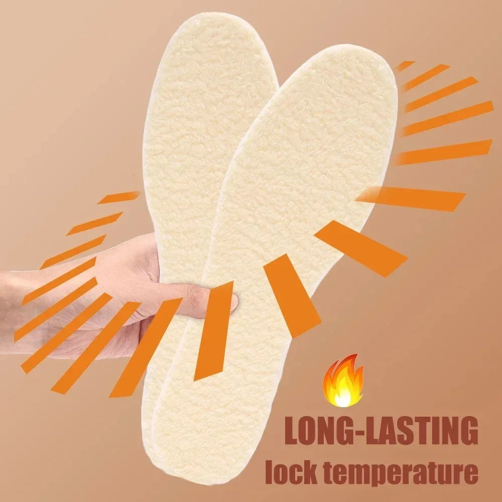 Natural lamb fleece insoles men women Winter keep warm insole soft wool thicken shoepad cashmere shoes insert thermal shoe pads