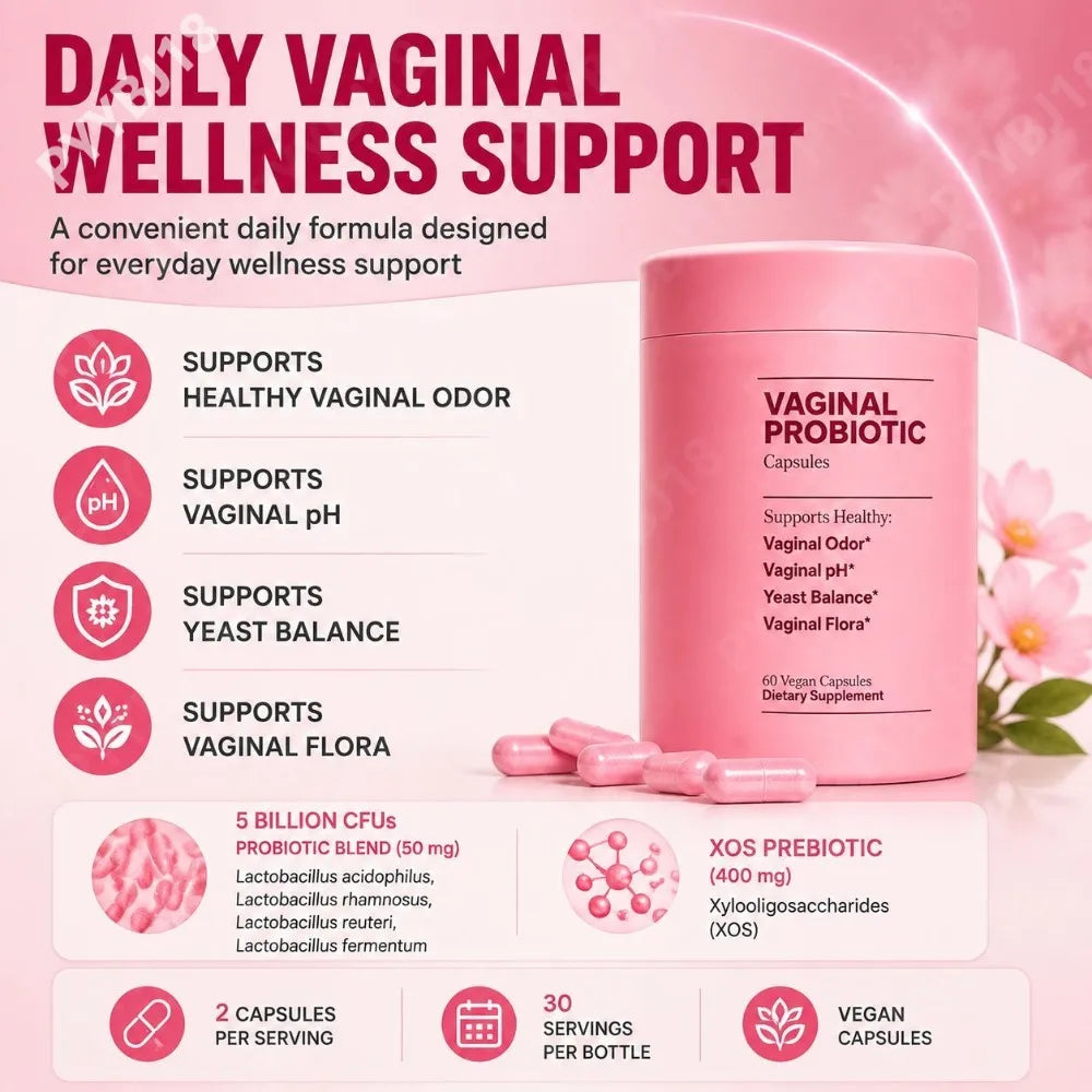 Women's Probiotic Capsules with Lactobacillus Acidophilus Rhamnosus Reuteri 5 Billion CFU Support Wellness Balance 60 Capsules