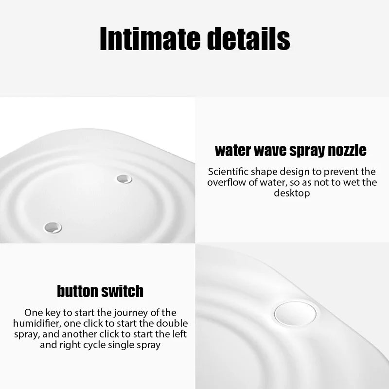 USB Air Humidifier 2L Large Capacity Double Spray Port Essential Oil Humificador Cool Mist Fogger Home Office Aroma Diffuser