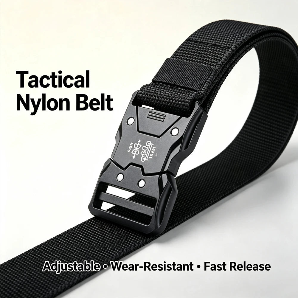 Men's Tactical Belt Versatile Durable Nylon Canvas Belt Outdoor Hunting Automatic Buckle Military Training Pants Belt for Men