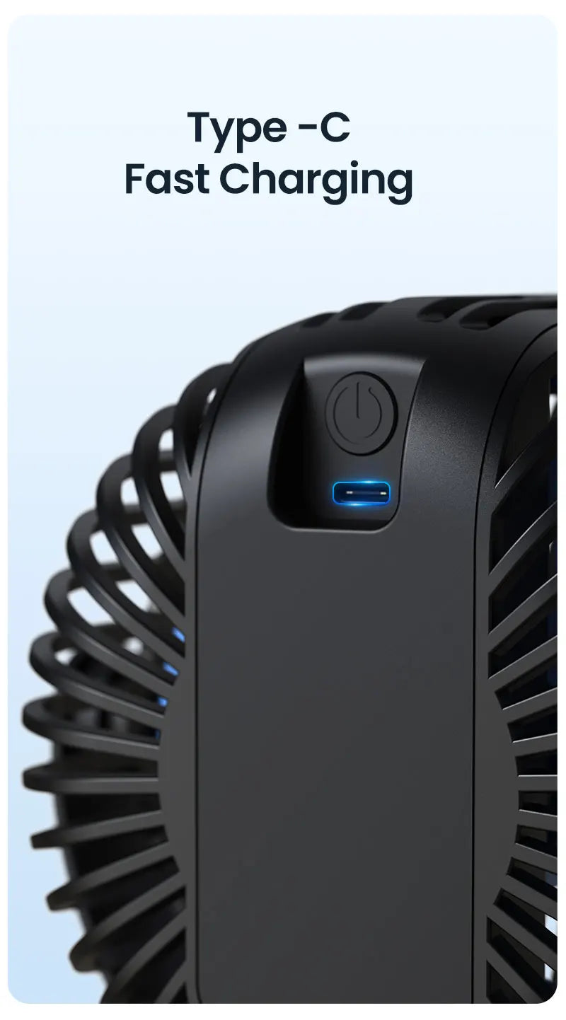 5000mah Stroller Portable Mini Fan USB Rechargeable Outdoor Electric Fan 4 Gear Speed 360°Degree Rotata & Digital Display