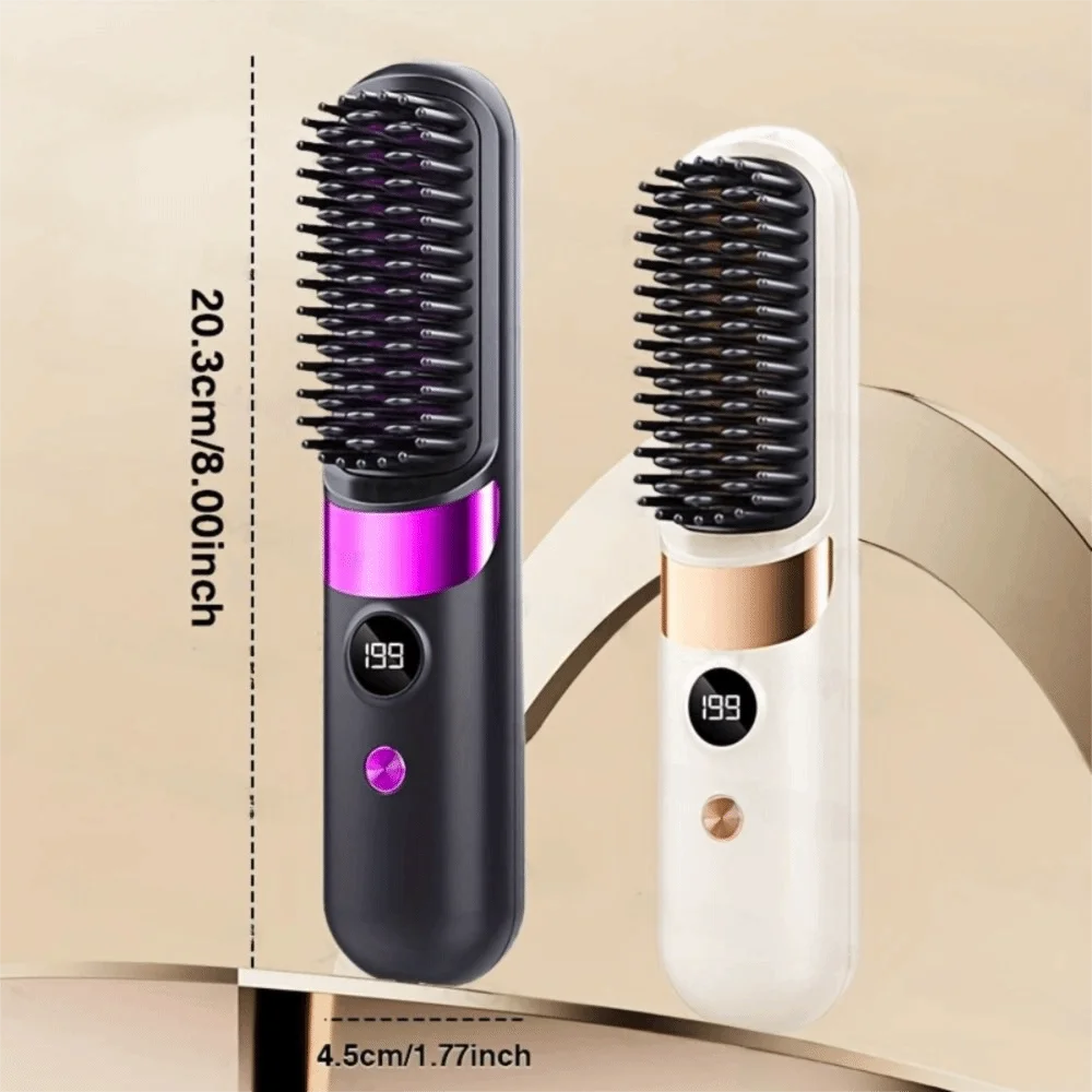 Plastic Material Hair Straightening Comb 4-Speed Temperature Adjustment Easy Design Straightening And Curling Tool