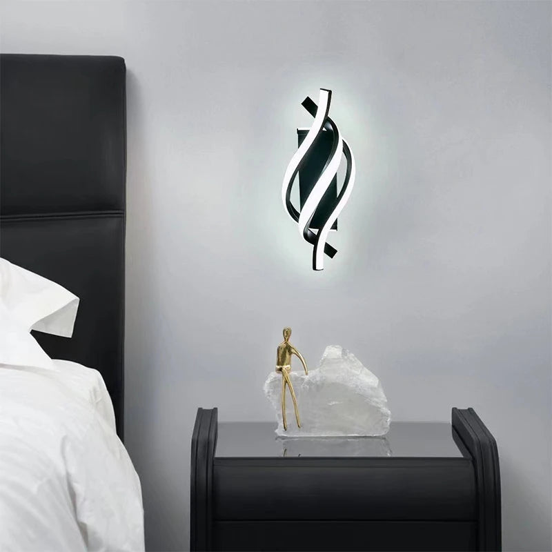 Modern LED Wall Lamp Home Line Decoration Wall Lamp Living Room Background Wall Bedroom Headboard Black White Lighting Lustre