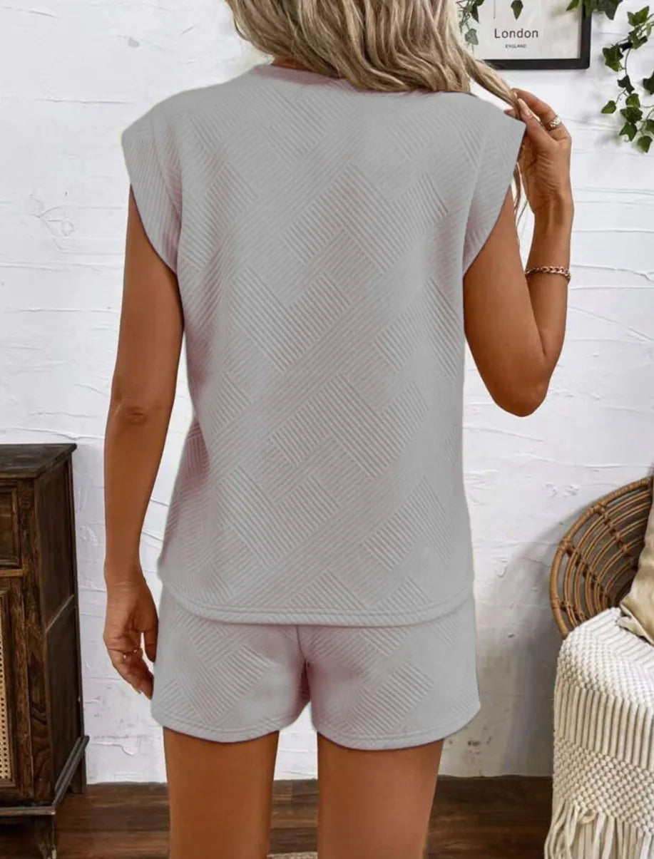 Women Shorts Pant Set Two Piece Sets Round Neck Solid Casual Loose Tops Short Pants Lace Up Elastic Waist Y2k Streetwear 2026