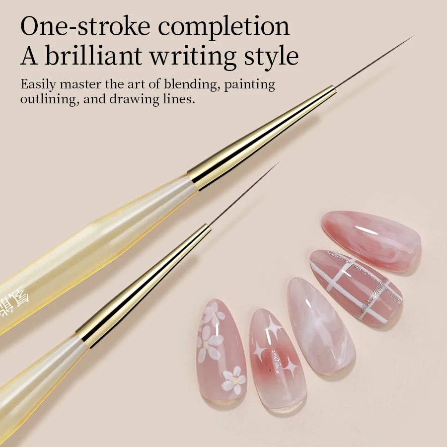 QNL 1/2/3pcs 18mm Nail Art Liner Brush Ultra Thin Long Line Drawing Pen With Cap For UV Gel Polish Painting Manicure Tool