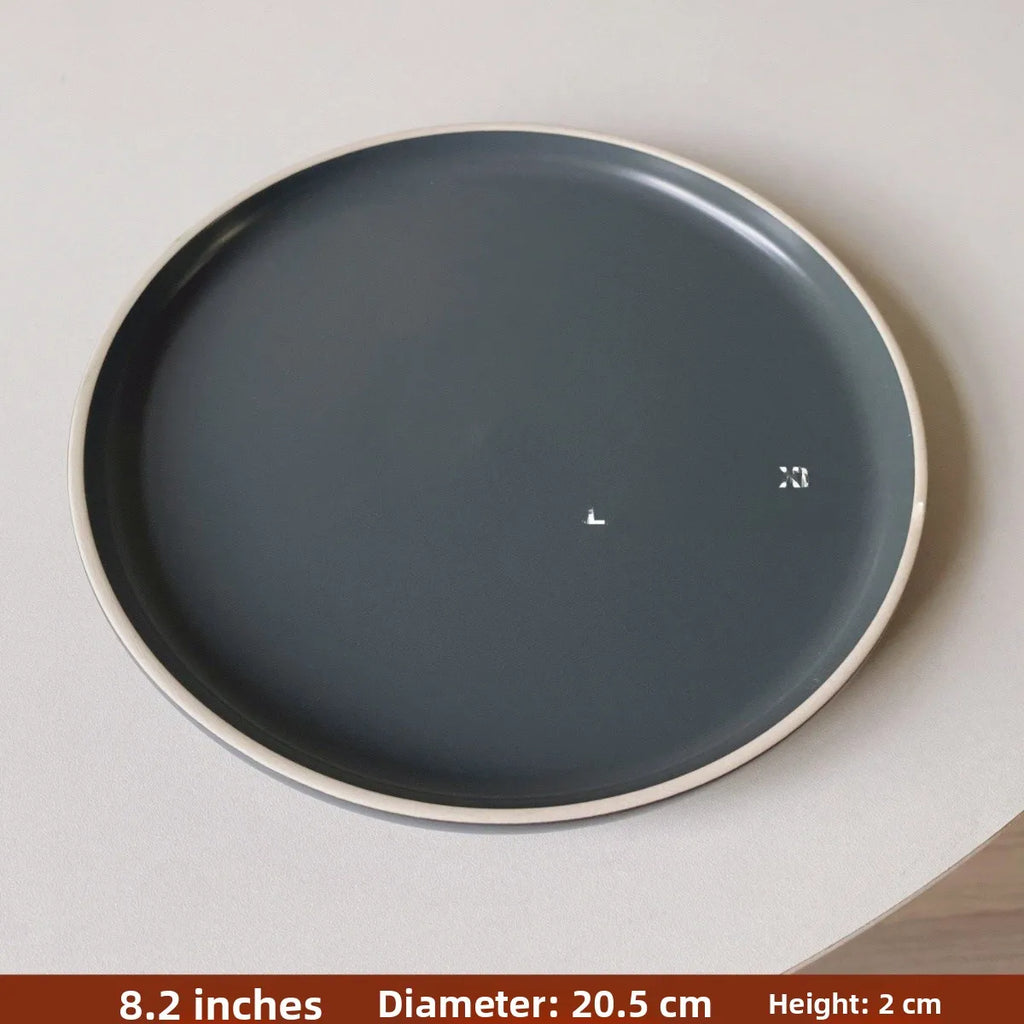 Nordic Style Ceramic Plate Pure Color Brown White Underglaze Dining Utensils Simple And Elegant Ins Style Flat Dishware
