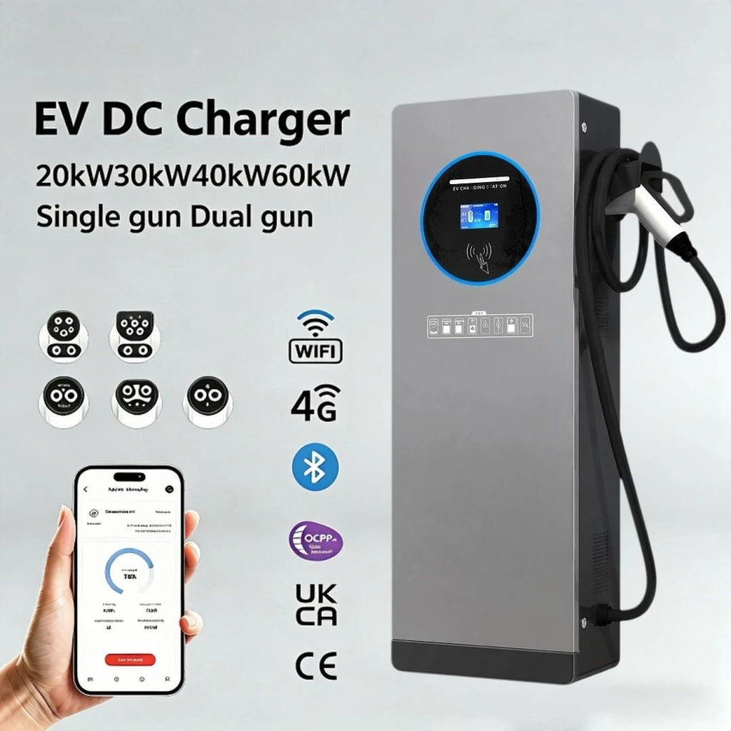 DC EV Charging Station 120kW Fast Charger CCS2 GBT Dual Connectors RFID LCD Screen Commercial Public Fast Charger