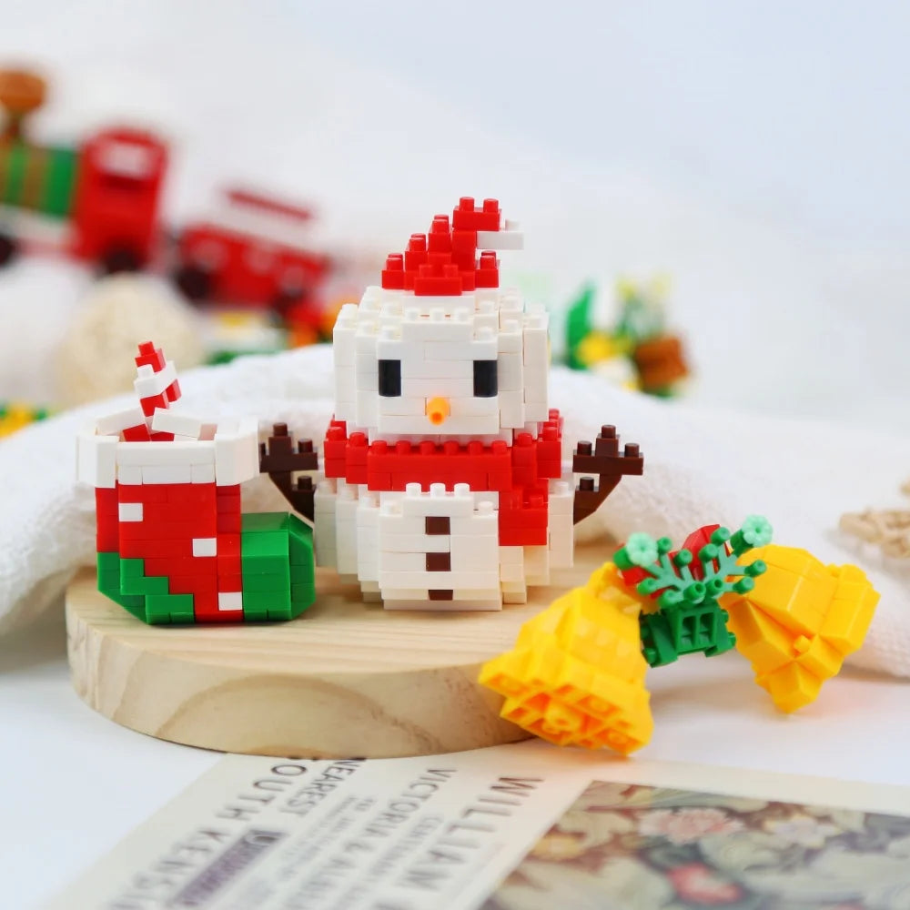 Christmas Building Blocks Set Santa's Workshop Building Santa Sleigh DIY Reindeer Sleigh Christmas Hat Educational for Kids Gift