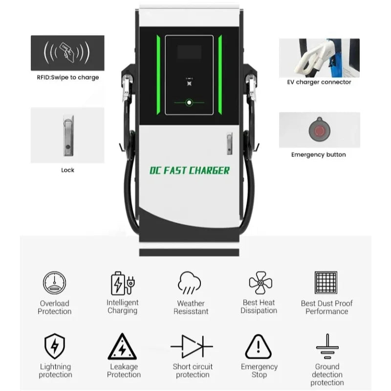 DC EV Charger 30kW Fast Charging Station CCS2 CCS1 NACS OCPP 1.6J Smart RFID Wallbox Commercial EV Charger UL Listed