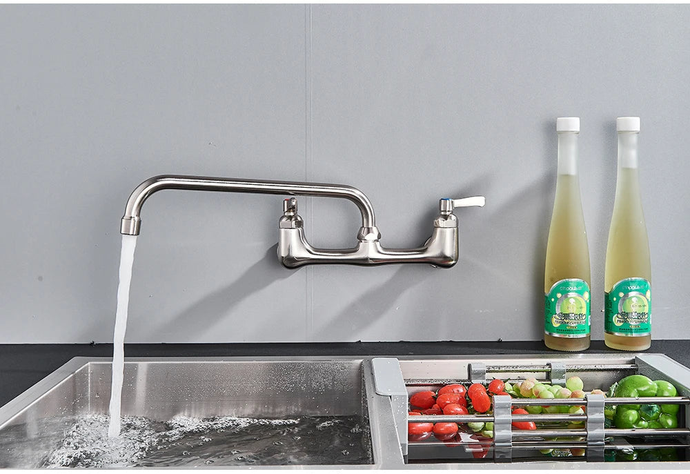 Antique Brass Basin Faucet Wall Mounted Bathroom Mixer Tap Hot Cold Sink Faucet 360 Rotation Spout Chrome Kitchen Mixer Taps