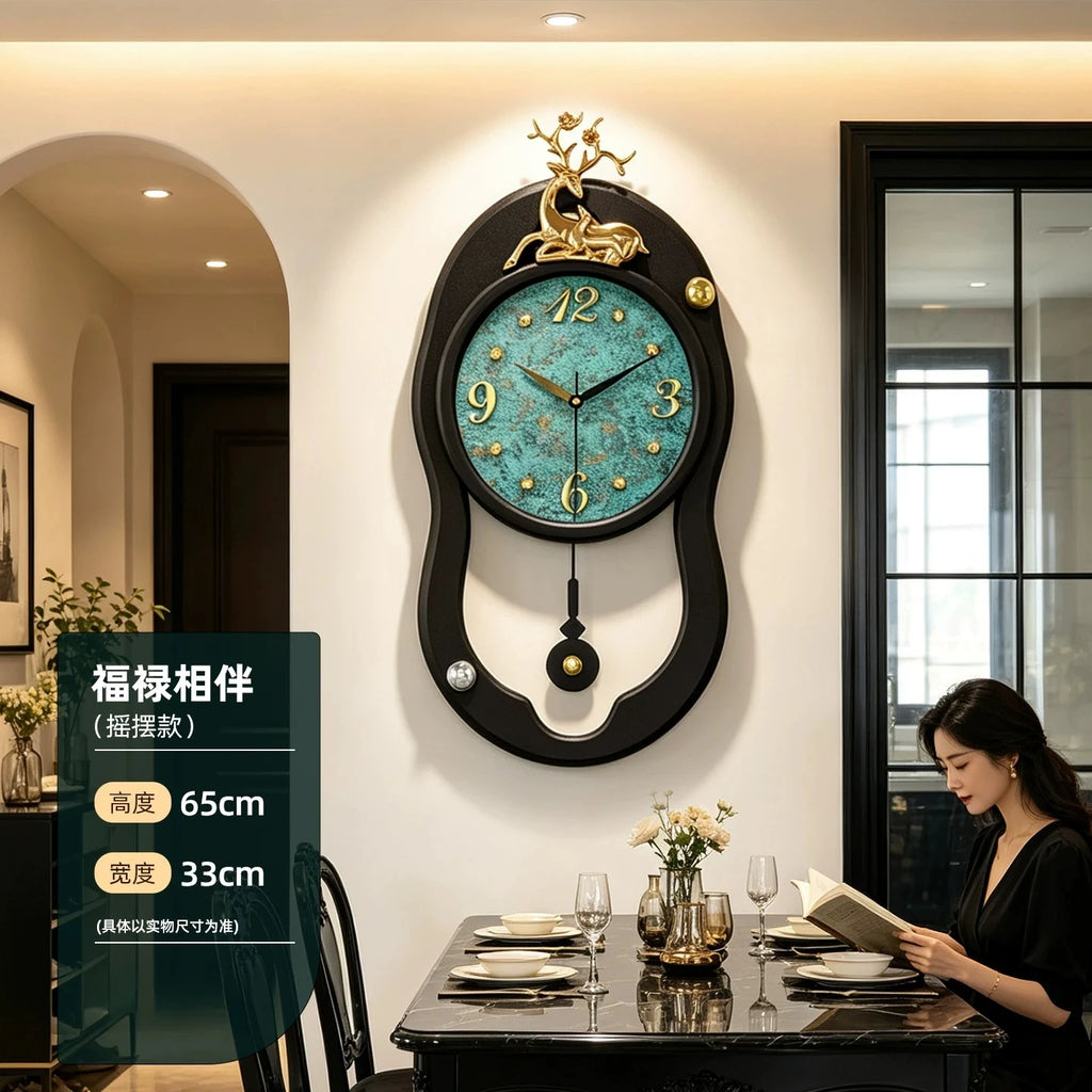 Retro French LED Wall Clock Watch Living Room Mute Pendulum Clock Elegant Taste Family Gift Art Decor Quartz Clock Home Decor