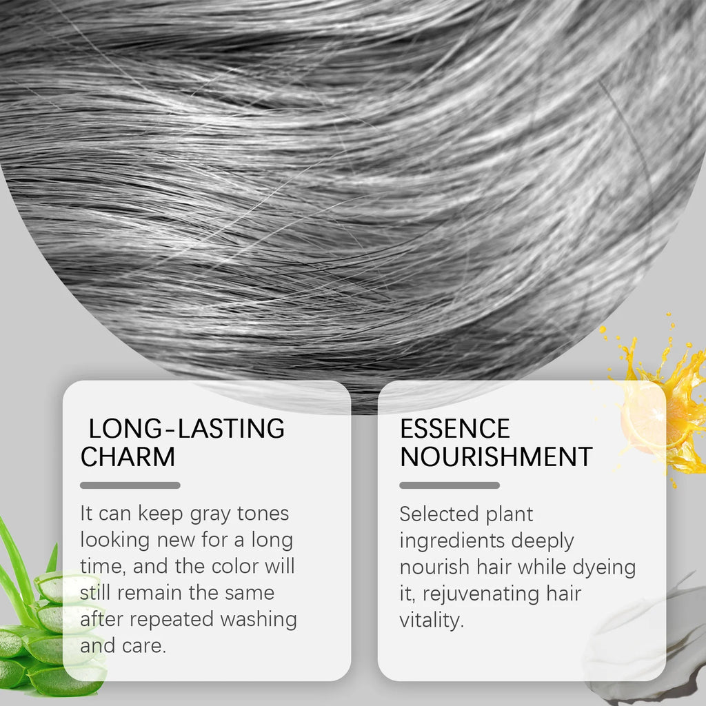 Gray Color Hair Dye Cream Light Color Silver Hair Long-Lasting Color Lock Shiny Hair Unisex Smoky Punk Style Hair Dyeing Cream