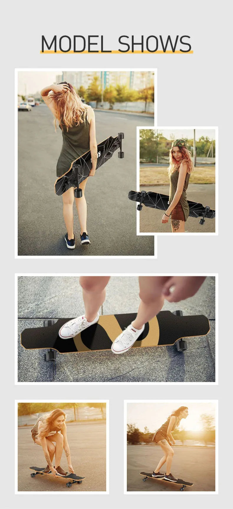 Longboard Skateboard for Beginners Cruiser Dancing Board with 9-Ply Maple Deck PU Wheels for Boys Girls Teens Street Commuting