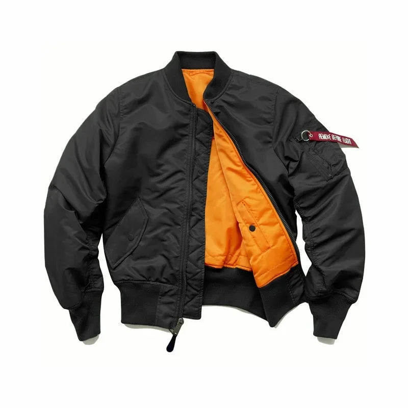 American Style Thickened Baseball Uniform Autumn Winter Army Green MA-1 Bomber Jacket Plus Size Stand Collar Work Jacket For Men