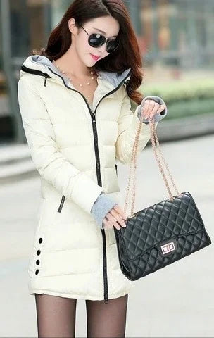 Fashion Casual Women Waterproof Down Cotton Jacket Autumn Winter Long Parkas Overcoat Warm Thick Lady Hooded Padded Coat