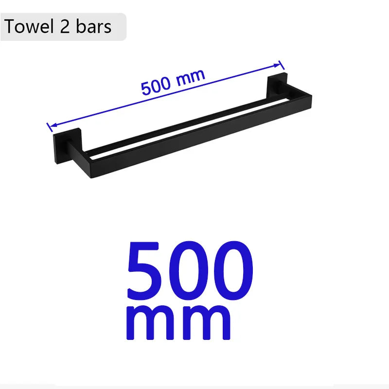 Matte Black Bathroom Hardware 304 Stainless Steel Towel Rack Toilet Paper Holder Liquid Soap Holder Towel Bar Toilet Accessories