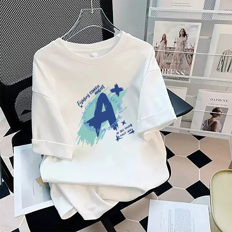 Loose Cotton Short Sleeve T-Shirt plus Size Men's Style Summer Top Comfortable Breathable Bottoming Shirt for plus Size Women