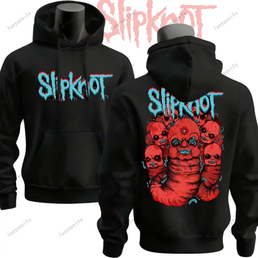 Winter Vintage Slipknots Prepare for Hell Tour Black Hoodies Heavy Metal Rock Band Men Hip Hop Aesthetic Sweatshirt Men Clothing