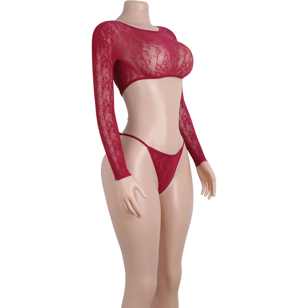 Women's Exotic Two-Piece Bodysuit Arm Sleeves Hollow Straps Shiny Wholesale Ballroom Dancewear Performance Pole Dance Wear