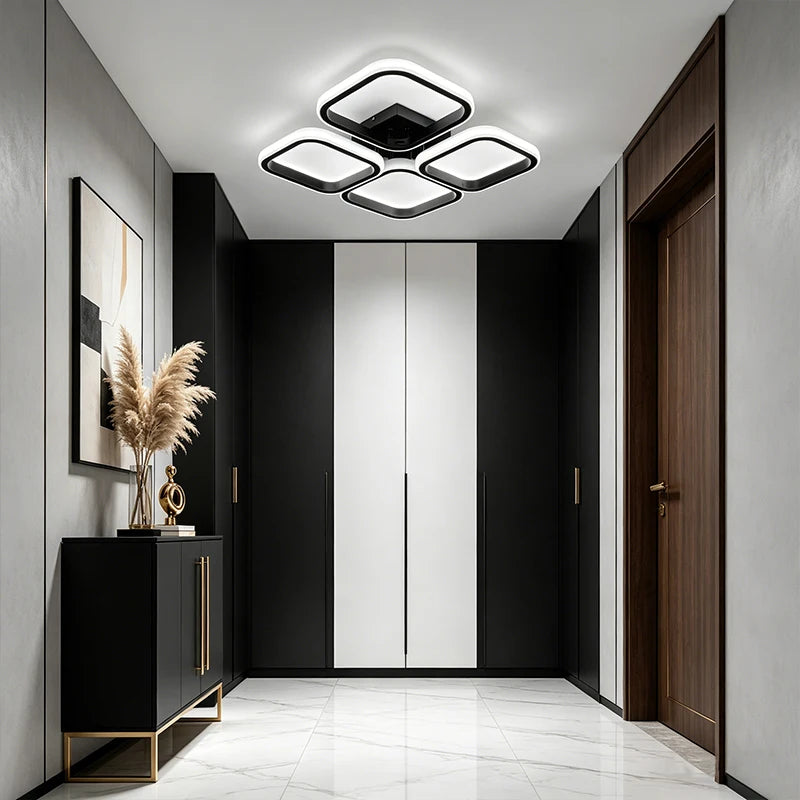 LED Ceiling Light Indoor Chandelier Square round Lamp for Living Room Bedroom Hallway - Energy Efficient Lighting Fixture