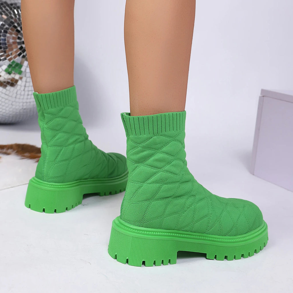 Luxury Brand 2023 New Women Thick-soled Thick-heeled Warm Boots Women's Towel Cotton Boots Motorcycle Boots 36-43