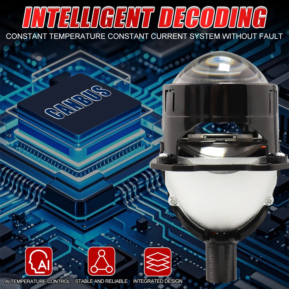2.5 Inch Bi Led Projector Lens Led Light H4 H7 9005 9006 Car Headlight Bulb High Low Beam 6000K Diode 300W 30000LM Turbo Tuning