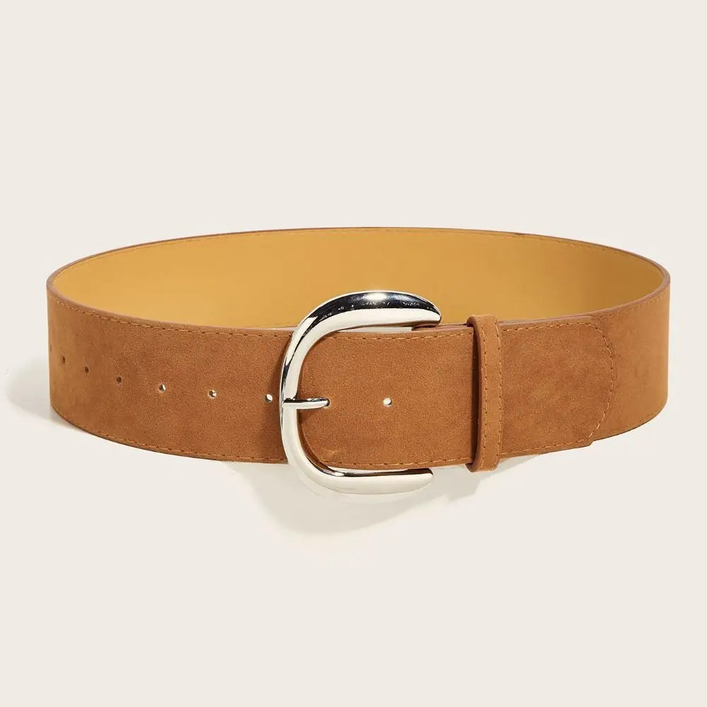 Maillard Styles Suede Leather Wide Belt Luxury Design Trendy Pin Buckle Waistband Versatile Casual Trouser Dress Belts Gifts