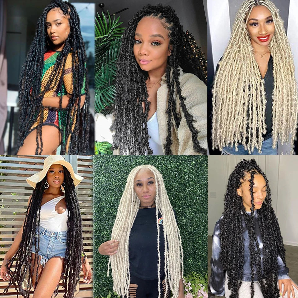 18 24 36 Inch Butterfly Faux Locs Crochet Hair Synthetic Meche Butterfly Locks Crochet Braid Distressed Soft Locs Crochet Hair