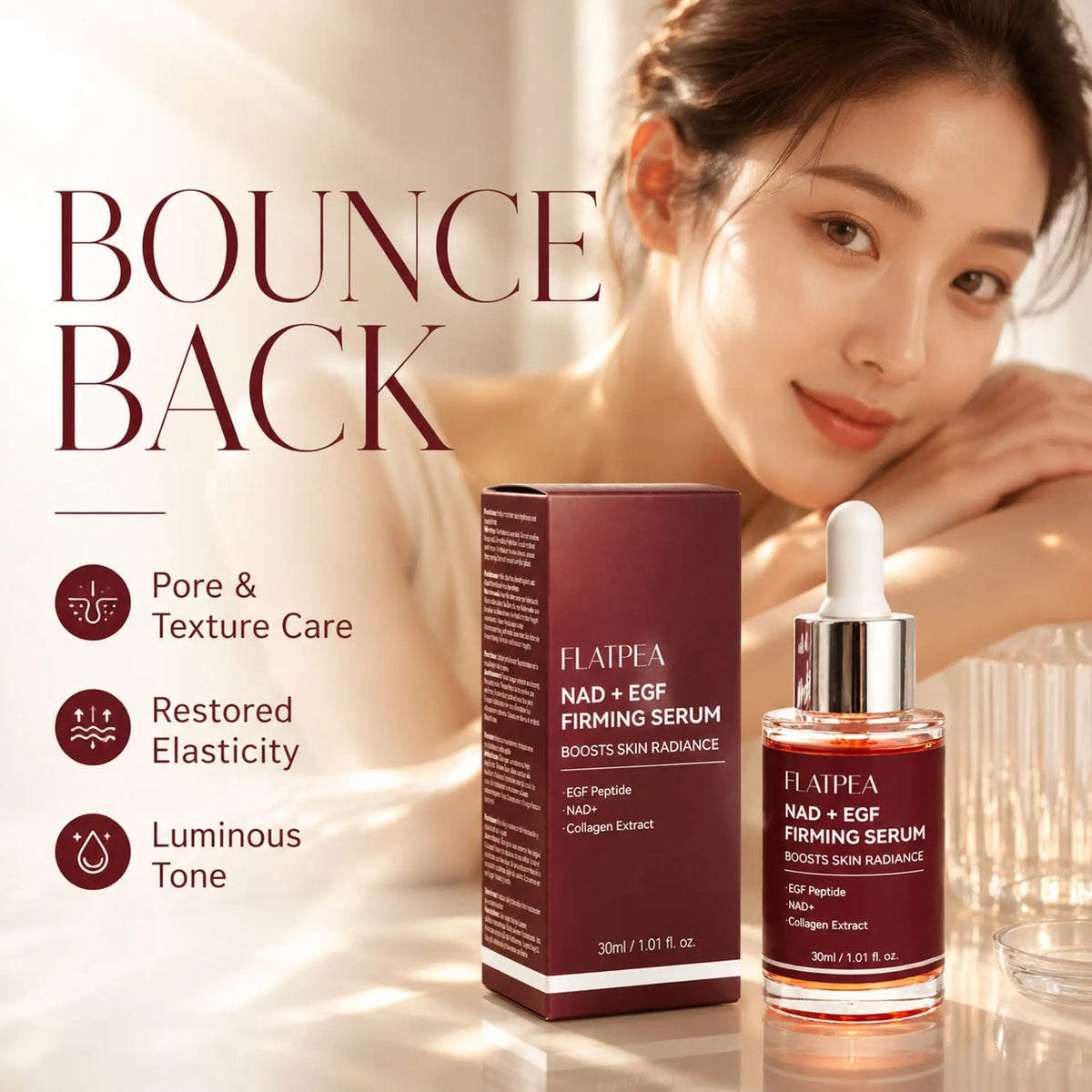 30ml EGF NAD Collagen Face Serum, Firming Hydrating Nourishing Essence, Helps Improve Fine Lines & Enhance Skin Elasticity Care
