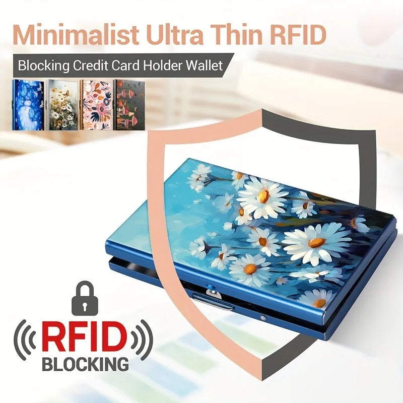 Double-sided color printing 6-card stainless steel RFID anti-theft credit card holder with swipe function