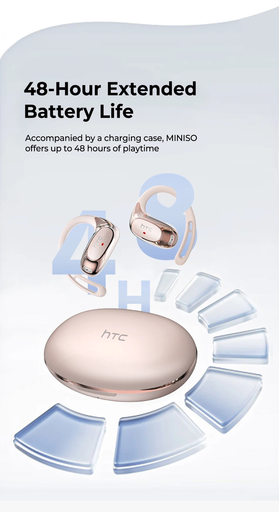 Bluetooth Auricles HTC NE35 2026 AI Real-Time Language Translator Earbuds 134 Languages BT6.0 IPX5 90H Battery Wireless Headset