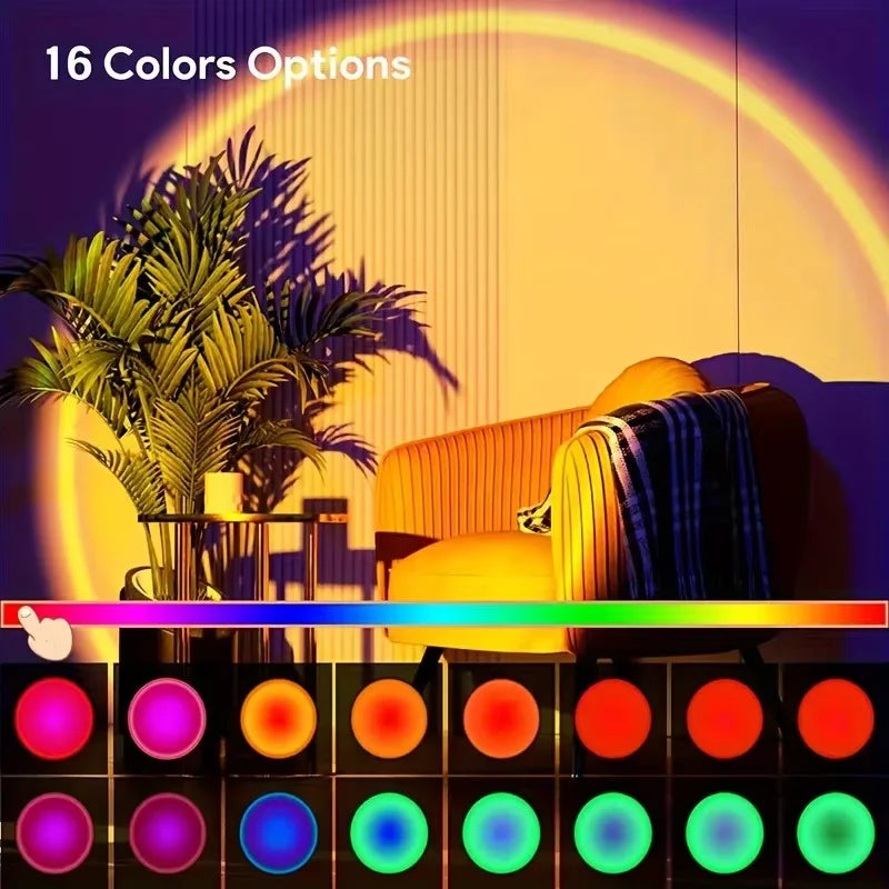 Sunset Light Projection Light With Remote Control 16-Color Night Light RGB Color Changing LED Light Bedroom Photography Prop