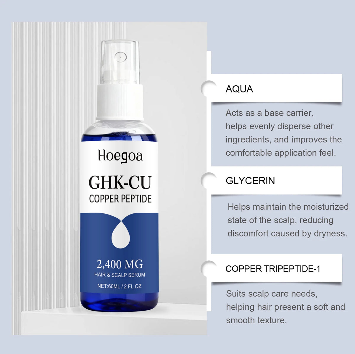 Copper Peptide Hair Scalp Serum Deep Nourishment Gloss Repair Moisturizer Lightweight For Dry Damaged Split Ends Hair Care Spray