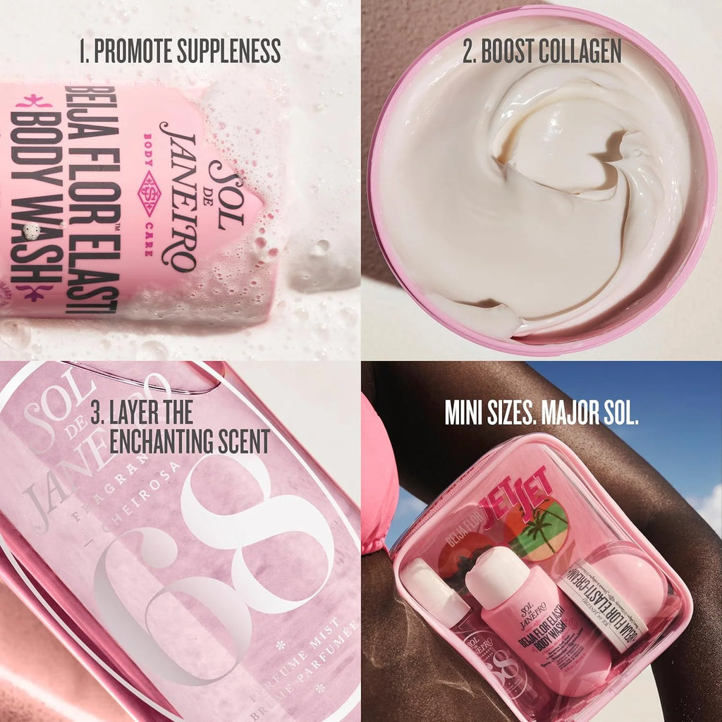 The four travel suits of Sol de Janeiro series fragrance (bath gel, body milk, perfume spray) are convenient to carry, charming fragrance, lasting fragrance, and the first choice for fragrance lovers