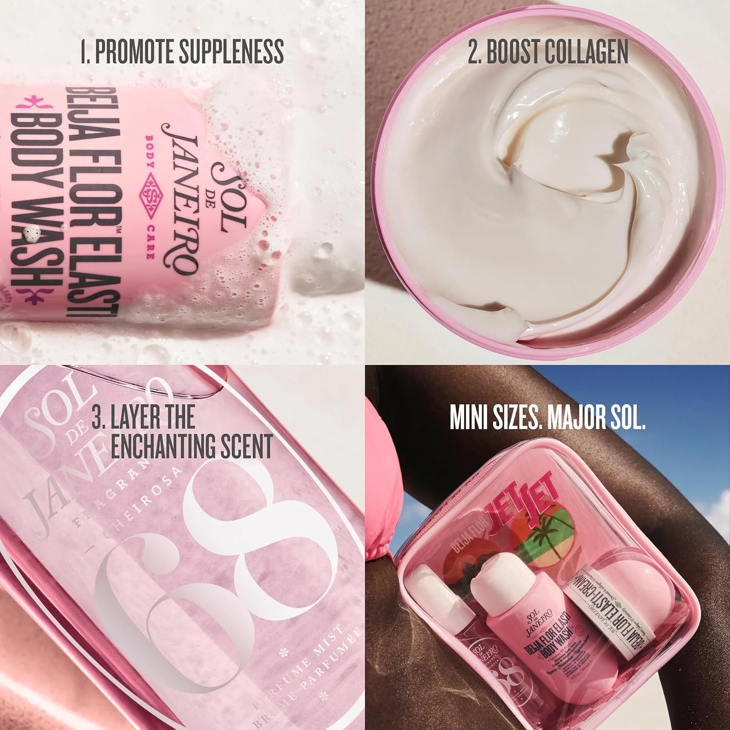 The four travel suits of Sol de Janeiro series fragrance (bath gel, body milk, perfume spray) are convenient to carry, charming fragrance, lasting fragrance, and the first choice for fragrance lovers