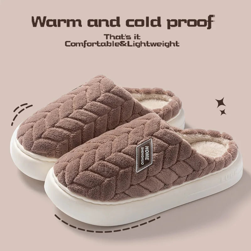Cotton Slippers for Women in Autumn and Winter, New Indoor Home Soft Bottom, Anti Slip and Warm Plush Cotton Slippers for Women