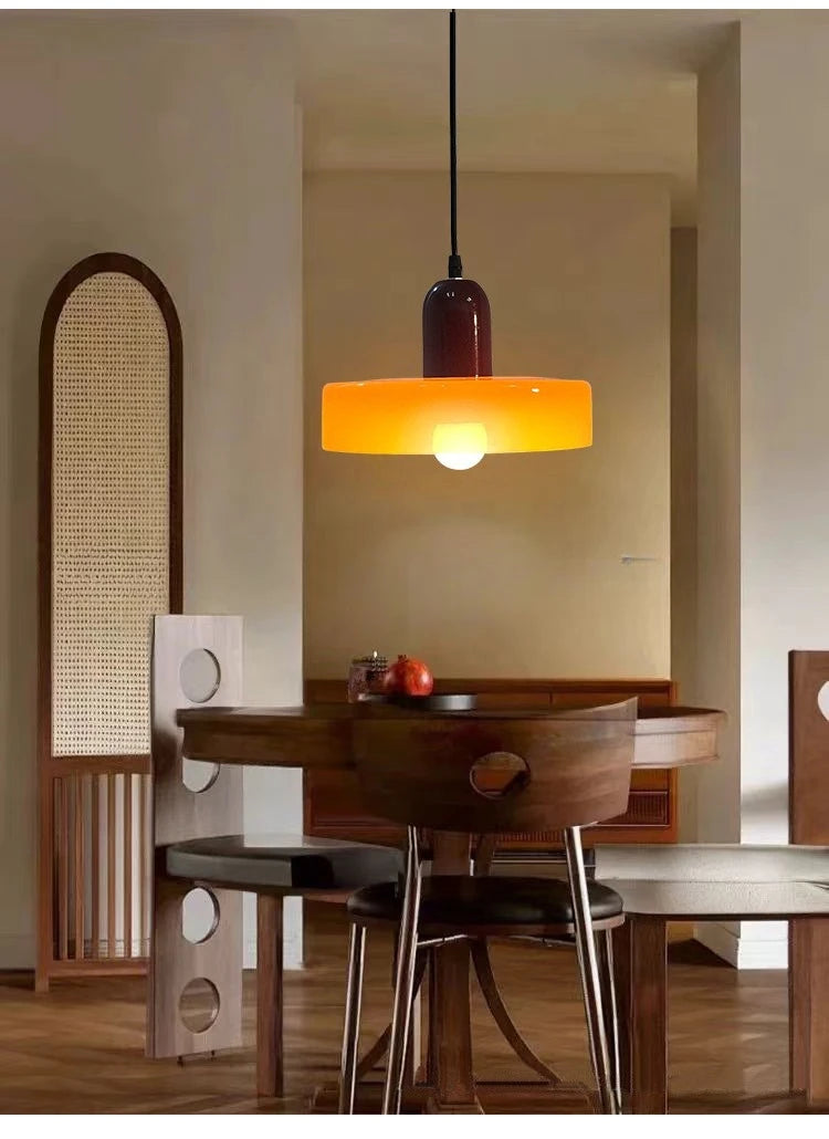 Japanese Bauhaus Glass Pendant Lights for Study Homestay Classical Atmosphere Ceiling Chandeliers LED Lamps Medieval Fixtures