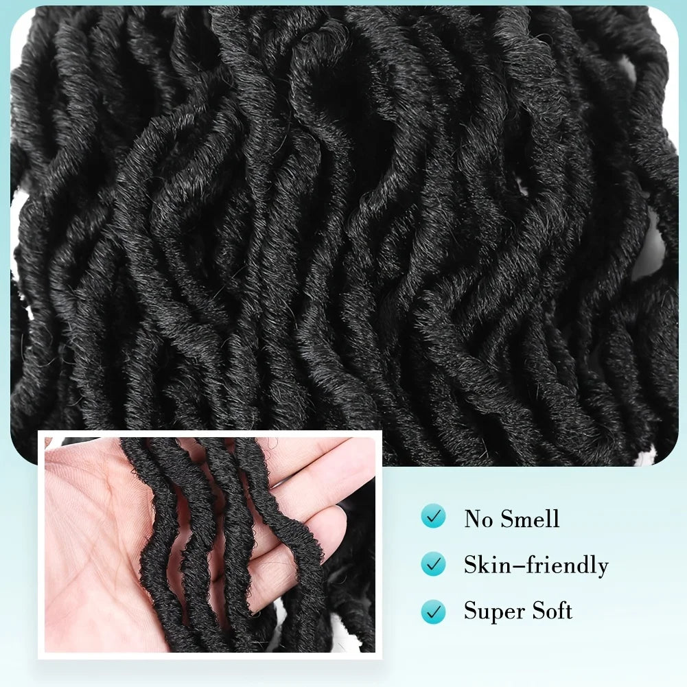 8Pcs Heat Resistant Dreadlock Crochet Hair Faux Locs 24 Inch Synthetic Extensions Black Soft Locs for Halloween and Christmas