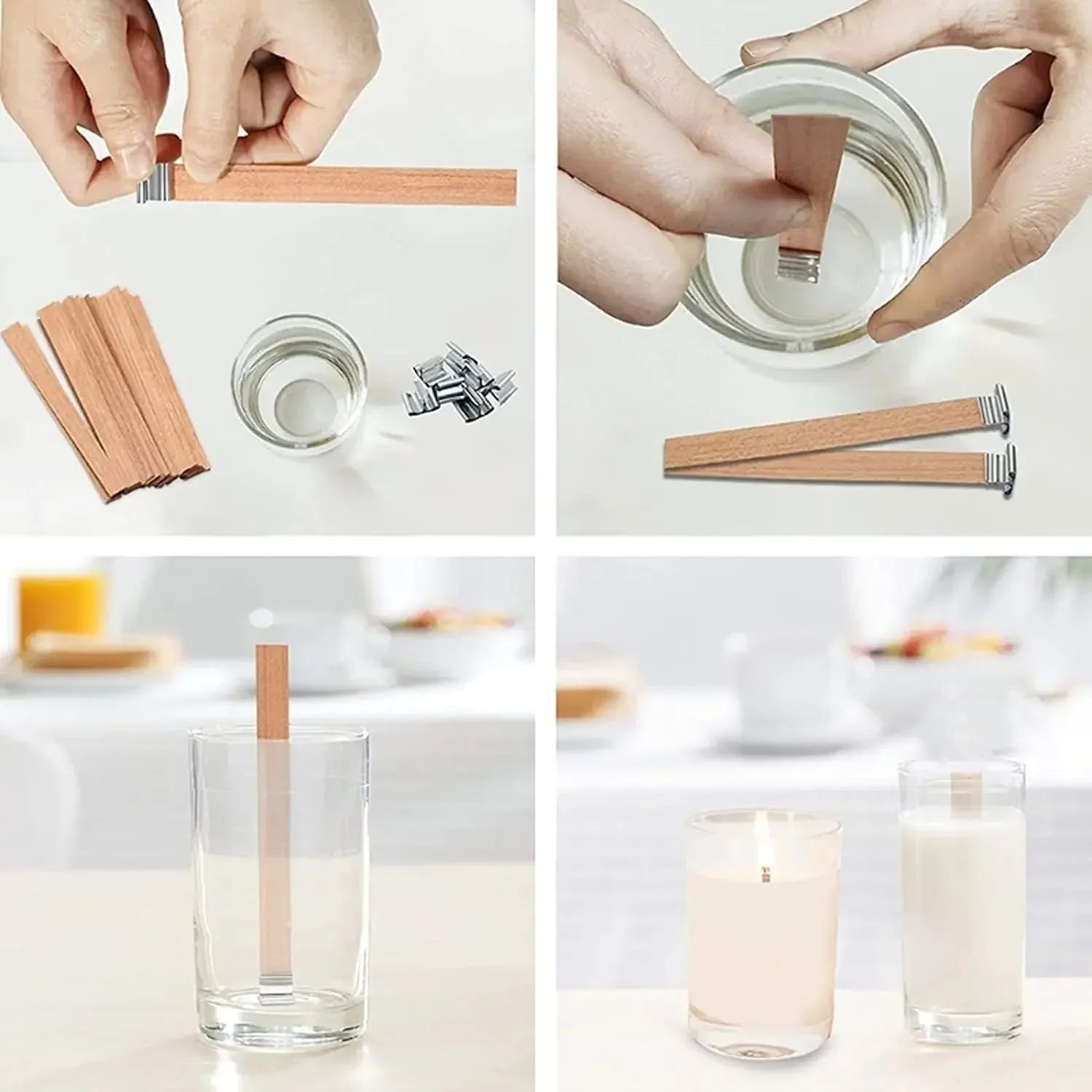 Handmade Soy Wax Candle Wooden Wick DIY Aromatherapy Candle Single Direction Wick Paraffin Wax Candle Crafting Guide