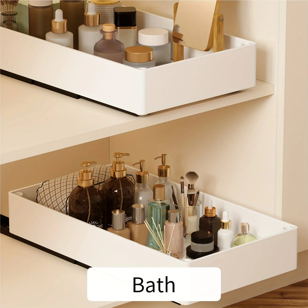 Cabinet Pull Out Organizer Slide Out Storage Rack with Slide Rail for Bowl Spice Utensils Storage Kitchen Bathroom Organization