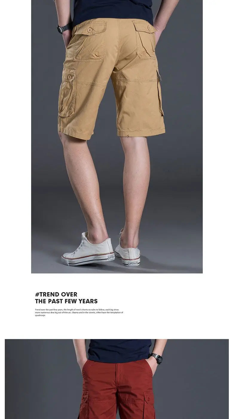 Summer Men Cotton Loose Cargo Shorts Streetwear Fashion Male Clothes Claret 4 Pockets Straight 5 Points Thin Casual Short Pants
